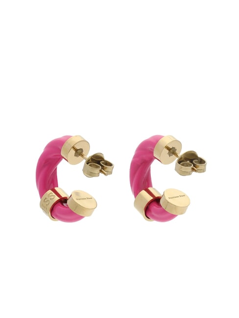 LET S GET LOUD Enamelled Torchon Hoop Earrings gold - Earrings