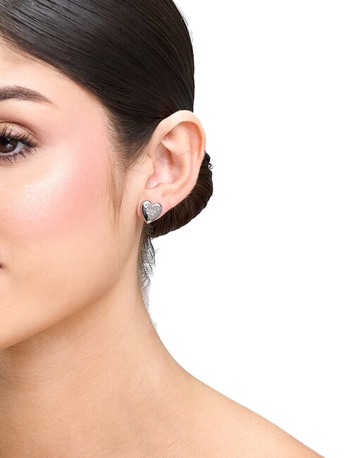 ALL YOU NEED IS LOVE Heart earrings with logo SILVER - Earrings