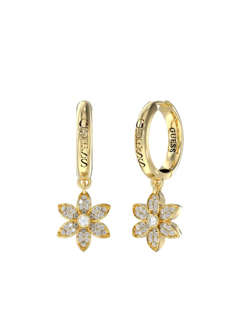 WHITE LOTUS Hoop earrings with flower charms yellow gold - Earrings