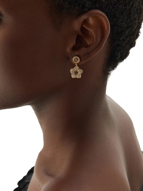 SHINING WINTER Drop flower earrings yellow gold - Earrings