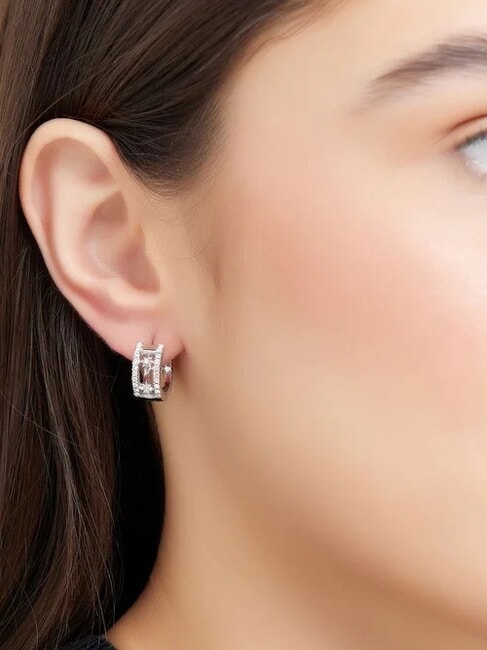 IN THE SKY Hoop earrings worked with zirconia SILVER - Earrings