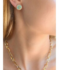 GUESS DREAMING Enamel stud earrings with logo ylw gold/aquamarine - Earrings - 2