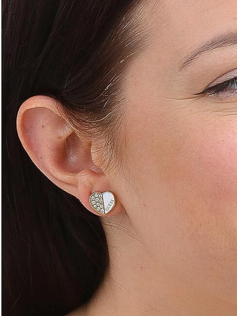 LOVELY GUESS Heart earrings with crystals gold - Earrings