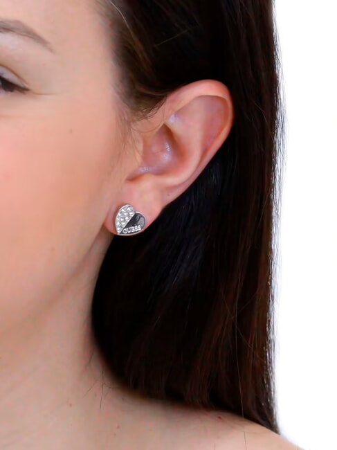 LOVELY Heart ear stud earrings with zirconia SILVER - Earrings