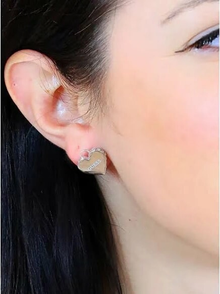 FALLING IN LOVE Heart Lock Earrings SILVER - Earrings