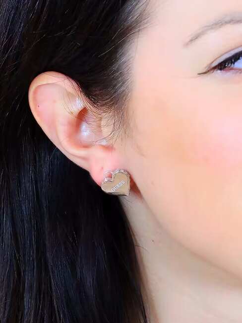 FALLING IN LOVE Heart Lock Earrings yellow gold - Earrings