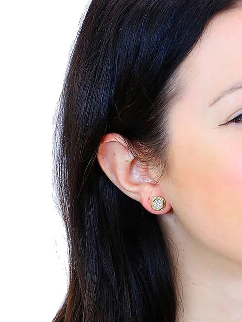 STUDS PARTY Circular earrings with zirconia yellow gold - Earrings