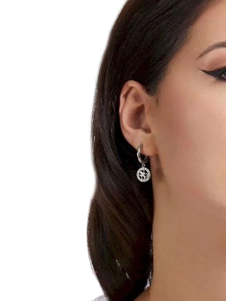 LIFE IN 4G 4G Charm Hoop Earrings SILVER - Earrings