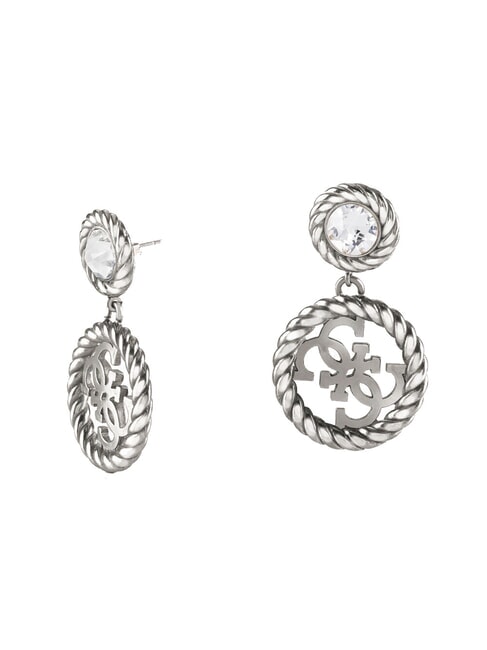 4G VINTAGE Logo and zirconia hoop earrings antique silver - Earrings