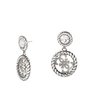 GUESS 4G VINTAGE Logo and zirconia hoop earrings antique silver - Earrings - 3