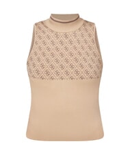 GUESS RN LISE 4G Mock neck tank top coffee and travertin - T-shirt - 3