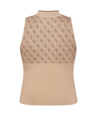GUESS RN LISE 4G Mock neck tank top coffee and travertin - T-shirt - 4