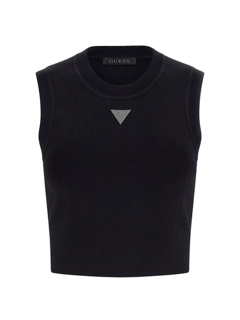 ALEXIA Short knitted mouse with rhinestone logo jetbla - T-shirt