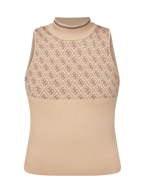 RN LISE 4G Mock neck tank top coffee and travertin - T-shirt