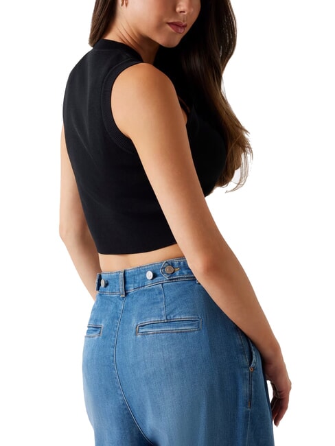 ALEXIA Short knitted mouse with rhinestone logo jetbla - T-shirt