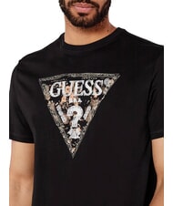 GUESS TRIANGLE Cotton T-shirt with print jetbla - T-shirt - 3