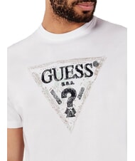GUESS TRIANGLE Cotton T-shirt with print purwhite - T-shirt - 3