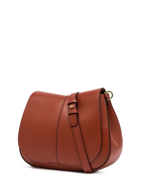 HELENA ROUND Leather bag with double shoulder strap brick red - Women’s Bags