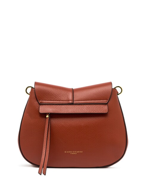 HELENA ROUND Leather bag with double shoulder strap brick red - Women’s Bags