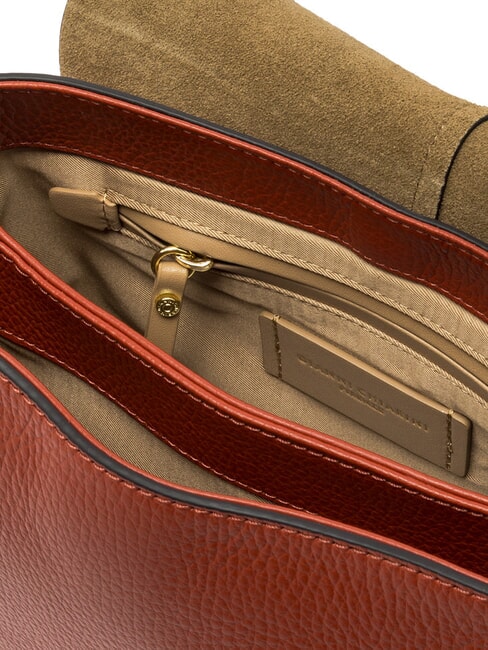 HELENA ROUND Leather bag with double shoulder strap brick red - Women’s Bags