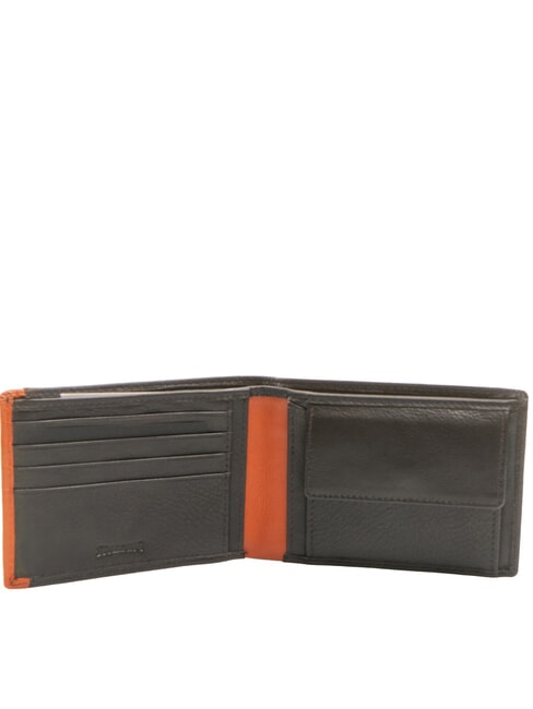 STRIPE Leather wallet with coin purse brown/orange - Men’s Wallets