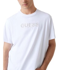GUESS BSC EMBROIDERY LOGO Cotton T-shirt with embroidered logo purwhite - T-shirt - 3