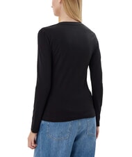 GUESS EMBRO SCRIPT LOGO Long sleeve T-shirt with logo and rhinestones - T-shirt