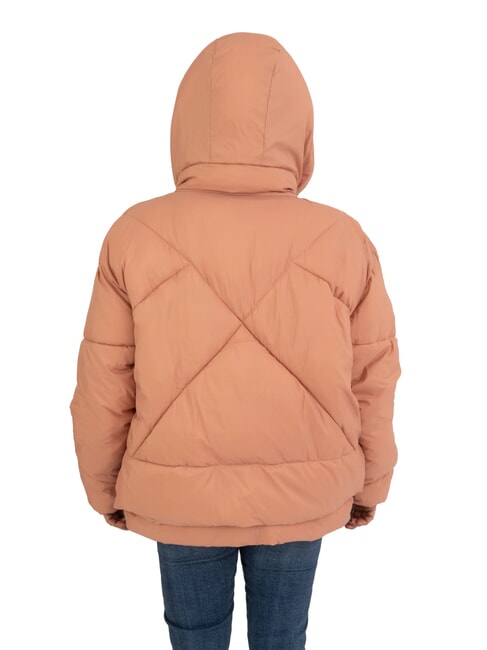 EUGENIE Short satin down jacket with hood cameo brown - Women's down jackets