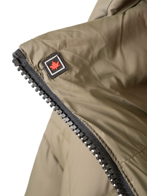 EUGENIE Short satin down jacket with hood olive night - Women's down jackets