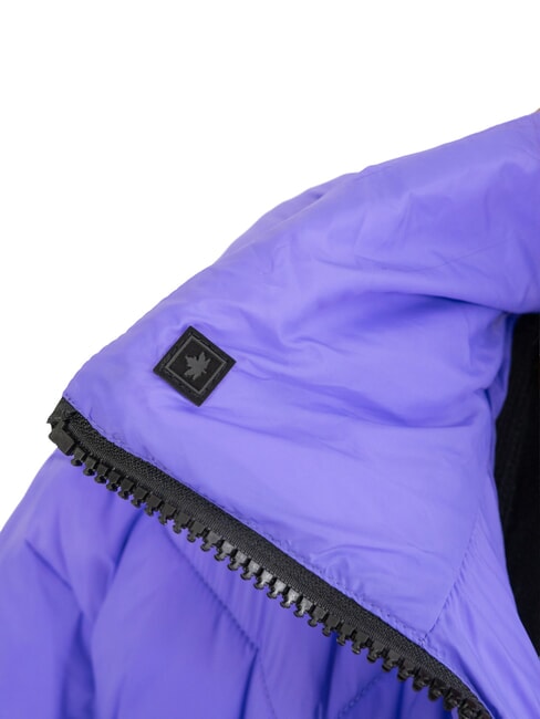 EUGENIE Short satin down jacket with hood purple opulence - Women's down jackets