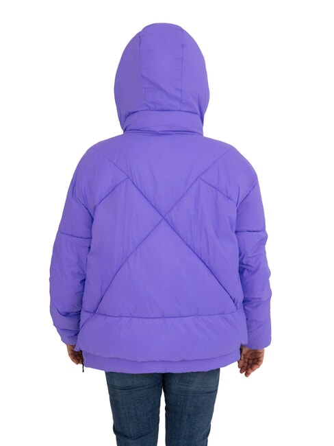 EUGENIE Short satin down jacket with hood purple opulence - Women's down jackets
