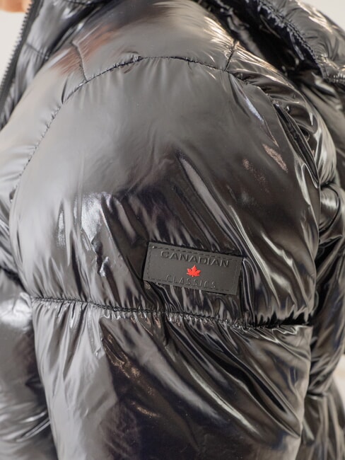 MINGAN Short shiny down jacket with hood recycled shiny black - Women's down jackets