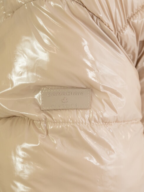 MINGAN Short shiny down jacket with hood recycled glossy goat - Women's down jackets