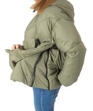 CANADIAN EUGENIE Short satin down jacket with hood olive night - Women's down jackets - 3