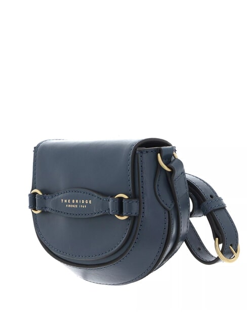 BETTINA Mini leather shoulder bag cerulean with gold abb - Women’s Bags