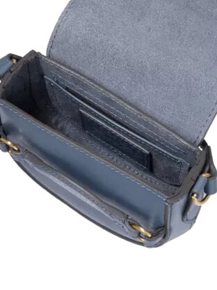 BETTINA Mini leather shoulder bag cerulean with gold abb - Women’s Bags