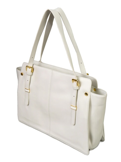 GRETA Leather shopping bag with buckles white - Women’s Bags