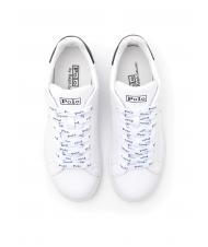 RALPH LAUREN HERITAGE COURT II NAPPA Men's leather sneakers white / newport navy pp - Men&rsquo;s shoes - 4