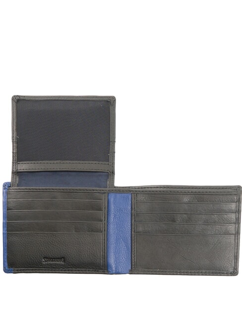 STRIPE Leather wallet with flap black/navy - Men’s Wallets