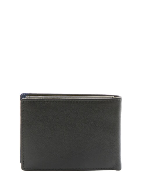 STRIPE Leather wallet with flap black/navy - Men’s Wallets