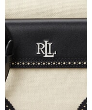 RALPH LAUREN MARCY Straw camera bag with pocket light natural/black - Women’s Bags - 4