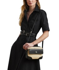 RALPH LAUREN MARCY Straw camera bag with pocket light natural/black - Women’s Bags - 6