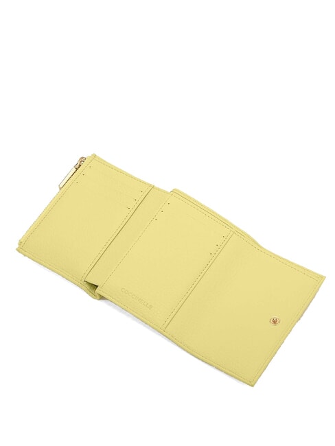 METALLIC SOFT Small wallet in textured leather lime wash - Women’s Wallets