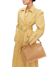 COCCINELLE SNIP Shoulder bag in hammered leather fre.beige/sunri - Women’s Bags - 5