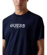 GUESS BSC EMBROIDERY LOGO Cotton T-shirt with embroidered logo smart blue multi - T-shirt - 3