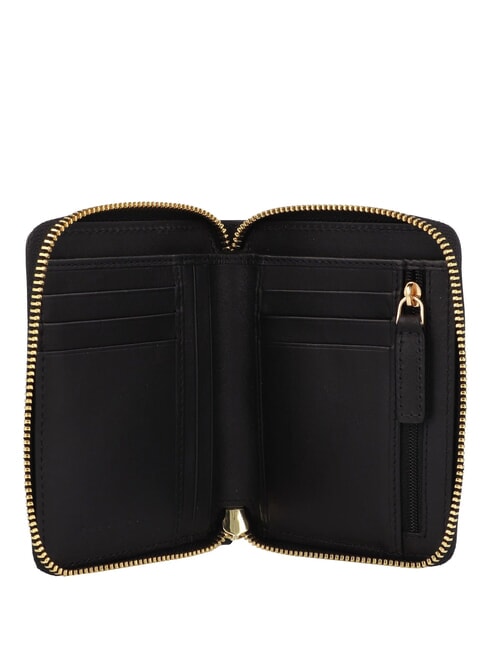 CECILIA Medium zip around leather wallet Black Gold - Women’s Wallets