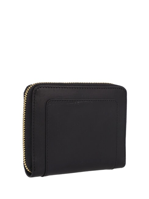 CECILIA Medium zip around leather wallet Black Gold - Women’s Wallets