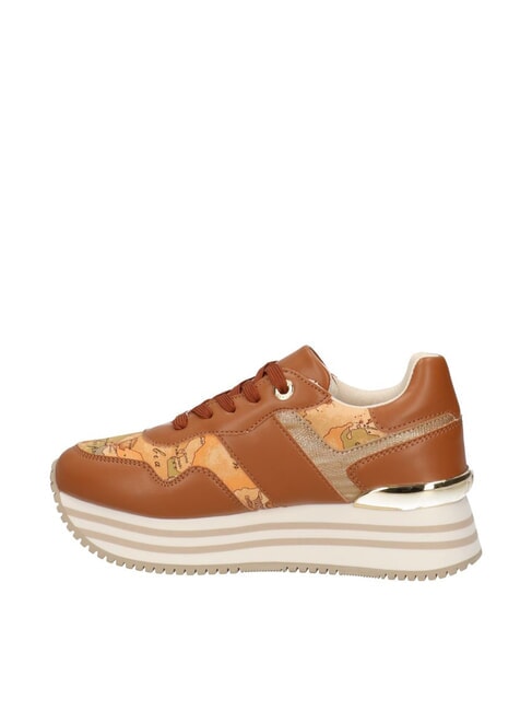 GEO JR Side logo platform sneakers Leather / Geo Beige - Women&rsquo;s shoes