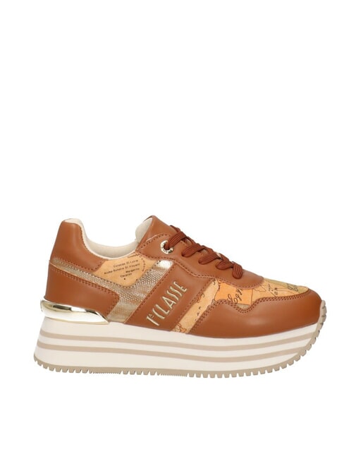 GEO JR Side logo platform sneakers Leather / Geo Beige - Women&rsquo;s shoes