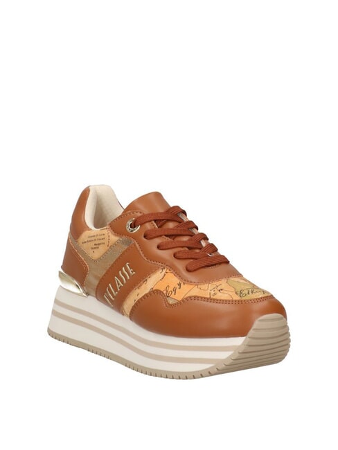 GEO JR Side logo platform sneakers Leather / Geo Beige - Women&rsquo;s shoes